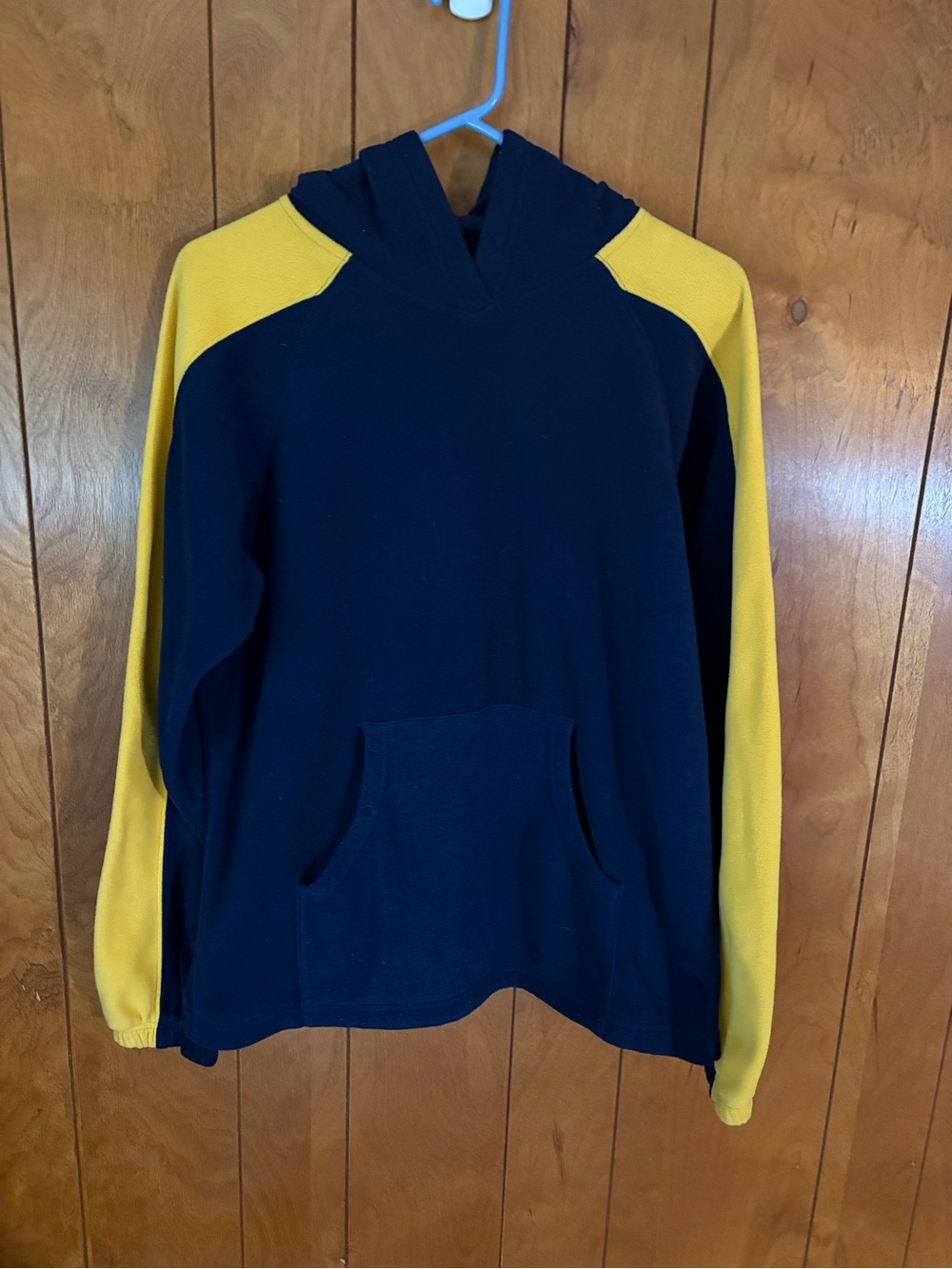 Women's Navy and Yellow Contrast Pullover Hoodie